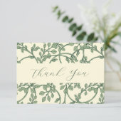 Elegante Salie En Crème Wijnranken Platte Bedankka Bedankkaart (Staand voorkant)