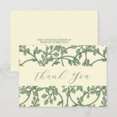 Elegante Salie En Crème Wijnranken Platte Bedankka Bedankkaart (Voorkant / Achterkant)