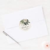 Elegante Salie en Ivoor Bloemen Bruiloft Dank u Ronde Sticker (Envelop)