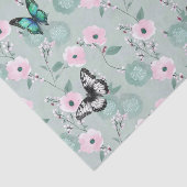Elegante salie en roze bloemen met vlinders tissuepapier (Detail)