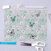 Elegante salie en roze bloemen met vlinders tissuepapier (Craft)