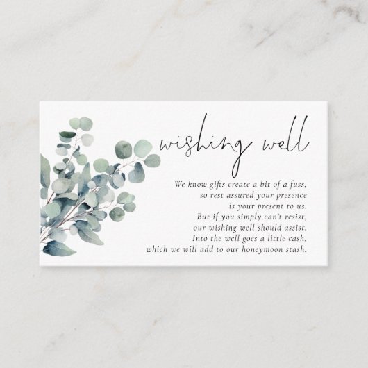 Elegante Salie Eucalyptus Bruiloft Wishing Well Informatiekaartje (Voorkant)