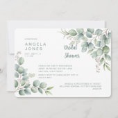 Elegante Salie Eucalyptus Horizontale Bruiloftsbor Kaart (Voorkant)