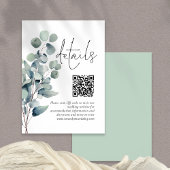 Elegante Salie Eucalyptus QR Code Bruiloft Details Informatiekaartje