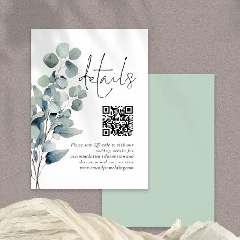 Elegante Salie Eucalyptus QR Code Bruiloft Details Informatiekaartje