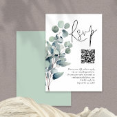 Elegante Salie Eucalyptus QR Code Bruiloft RSVP Informatiekaartje