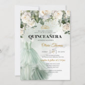 Elegante Salie Formele Jurk Witte Rozen Groen Kaart (Voorkant)