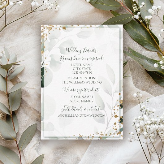 Elegante Salie Goud Waterverf Eucalyptus Groen Informatiekaartje