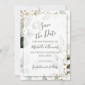 Elegante Salie Goud Waterverf Eucalyptus Groen Save The Date (Voorkant)