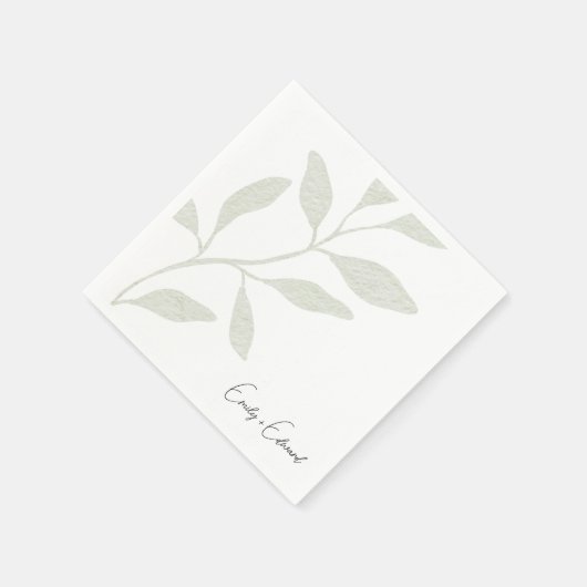 Elegante Salie Groen Bruiloft Gepersonaliseerde Na Servet (Hoek)