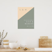 Elegante salie groen en crème bruiloft welkom teke poster (Keuken)