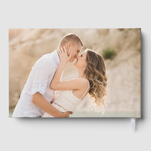 Elegante salie groen en gouden kalligrafie bruilof gastenboek (Achterkant)