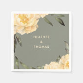 Elegante salie groen gele bloem servet (Voorkant)