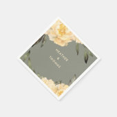 Elegante salie groen gele bloem servet (Hoek)