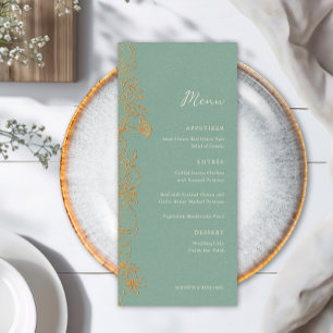 Elegante Salie Groen Gouden Bloemrijke Tuin Bruilo Menu