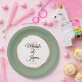 Elegante Salie Groen Gouden Palm Tropische Bruilof Papieren Bordje (Feest)