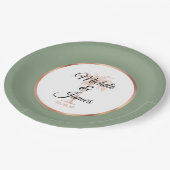 Elegante Salie Groen Gouden Palm Tropische Bruilof Papieren Bordje (Gekanteld)