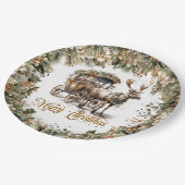 Elegante salie groen holly faux goud Rendier slee Papieren Bordje (Gekanteld)