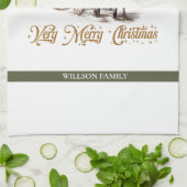 Elegante salie groen holly faux goud Rendier slee Theedoek (Gevouwen)