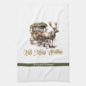 Elegante salie groen holly faux goud Rendier slee Theedoek (Verticaal)