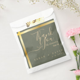 Elegante Salie Groen met Gouden Streep Bruiloft Bedankzakje