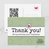 Elegante salie groen met hart bedrijf Dank u Briefkaart (Voorkant / Achterkant)
