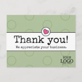 Elegante salie groen met hart bedrijf Dank u Briefkaart (Voorkant)