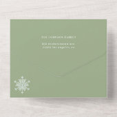 Elegante salie groen minimale fotocollage vakantie all in one uitnodiging (Achterkant)