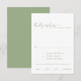 Elegante salie groen script kalligrafie bruiloft RSVP kaartje