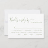 Elegante salie groen script typografie bruiloft RSVP kaartje (Voorkant)