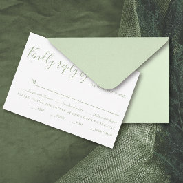 Elegante salie groen script typografie bruiloft RSVP kaartje