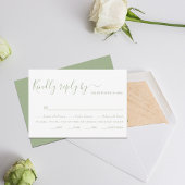 Elegante salie groen script typografie bruiloft RSVP kaartje