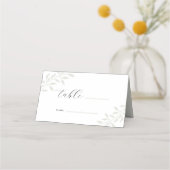 Elegante Salie Groen Trouwtafel Plaatskaartje (Voorkant)