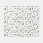 Elegante salie groene bladeren Waterverf patroon Fleece Deken (Voorkant (Horizontaal))