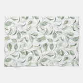 Elegante salie groene bladeren Waterverf patroon Theedoek (Horizontaal)