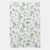 Elegante salie groene bladeren Waterverf patroon Theedoek (Verticaal)