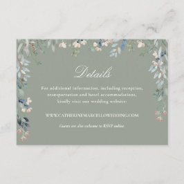 Elegante Salie Groene Bloemen Cascade Bruiloft Det Informatiekaartje