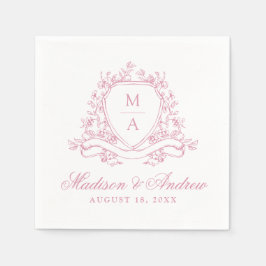 Elegante Salie Groene Bloemen Crest Monogram Bruil Servet