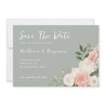 Elegante Salie Groene Bloemige Perzik Huwelijk