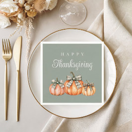 Elegante Salie Groene Boog Pompoenen Thanksgiving Servet