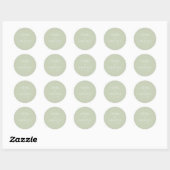 Elegante Salie Groene Botanische Bruiloft Ronde Sticker (Vel)