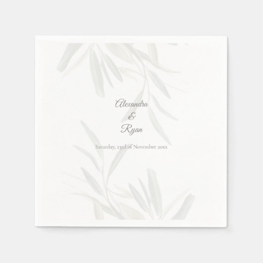 Elegante salie groene botanische cocktail servet (Voorkant)