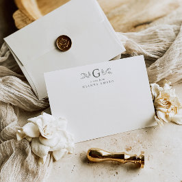 Elegante Salie Groene Botanische Monogram & Naam Notitiekaartje