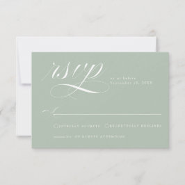 Elegante Salie Groene Calligrafie Huwelijks RSVP K Kaartje