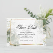 Elegante Salie Groene en Gouden Alcoholinkt Kaart (Staand voorkant)