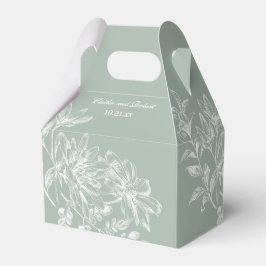 Elegante Salie Groene en Witte Bloemen Favor Box Bedankdoosjes