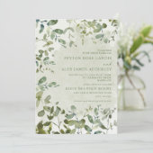 Elegante salie groene eucalyptus botanische bruilo kaart (Staand voorkant)