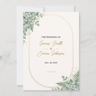 Elegante Salie Groene Eucalyptus Goud Folie Bruilo Kaart