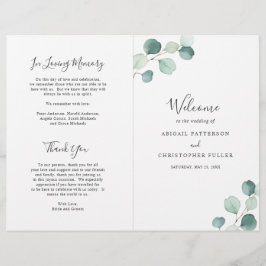 Elegante Salie Groene Eucalyptus Huwelijksprogramm