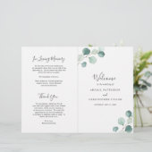 Elegante Salie Groene Eucalyptus Huwelijksprogramm (Staand voorkant)